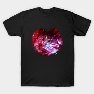 Mermaid's Touch: Crimson Water Heart T-Shirt